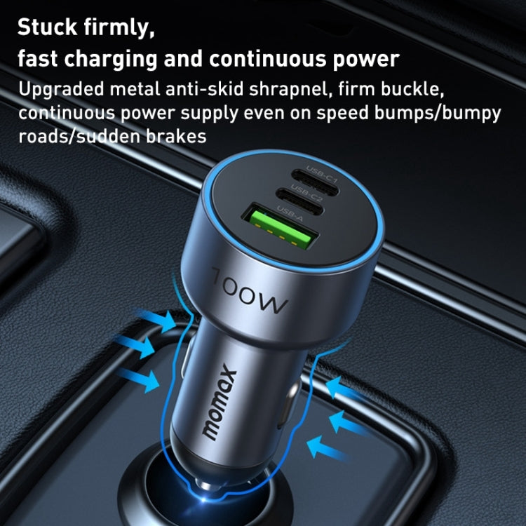 MOMAX UC17E 100W USB-C / Type-C x 2 + USB Three Ports Car Charger, 100W