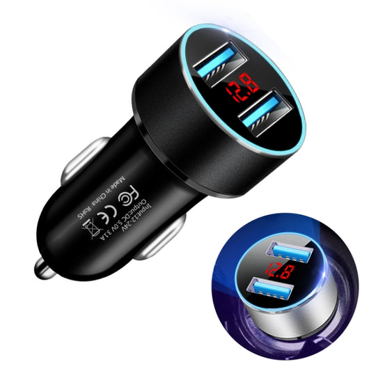 JMG-C016A 5V 3.1A Car Dual USB Charger with LED Display, JMG-C016A (Black), JMG-C016A (Gold), JMG-C016A (Blue), JMG-C016A (Red), JMG-C016A (Silver)