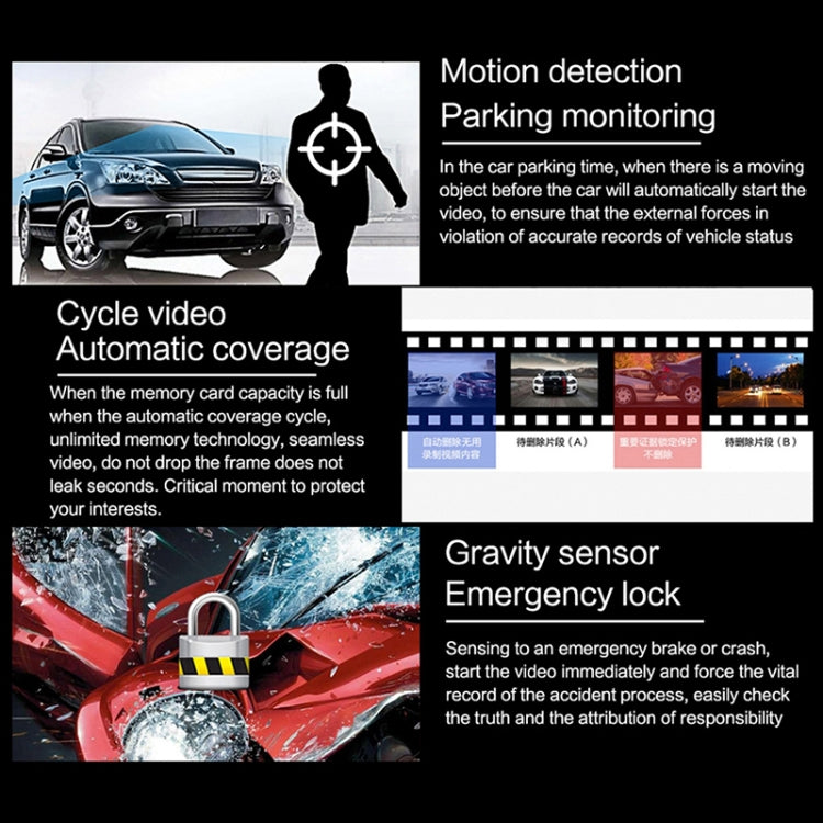 VS6 Car 4.3-inch Dual-lens HD Night Vision Driving Recorder Support Parking Monitoring / Motion Detection, VS6 4.3 inch