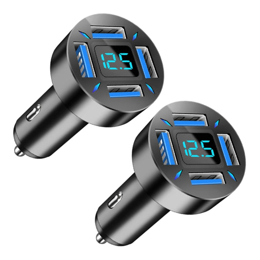 2pcs 4 in 1 USB 4.8A Digital Display Car Charger, 4.8A