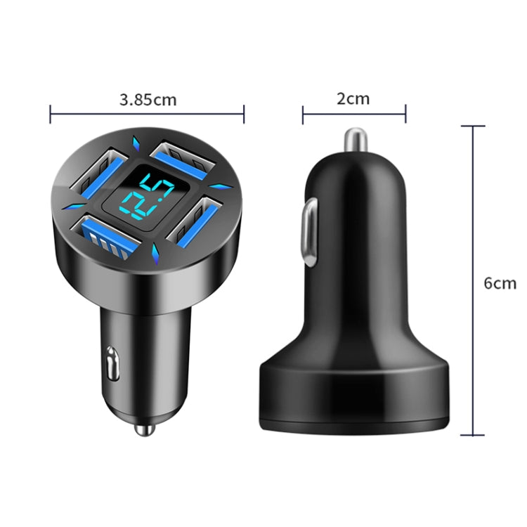 2pcs 4 in 1 USB 4.8A Digital Display Car Charger, 4.8A