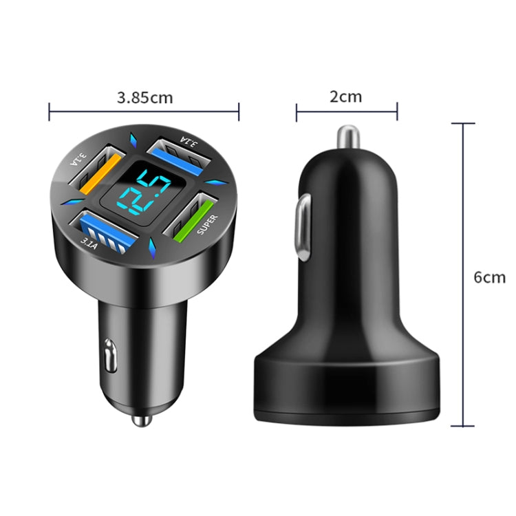 4 in 1 USB 66W Digital Display Car Super Fast Charger, 66W