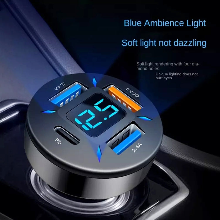 4 in 1 USB 66W Digital Display Car Super Fast Charger, 66W