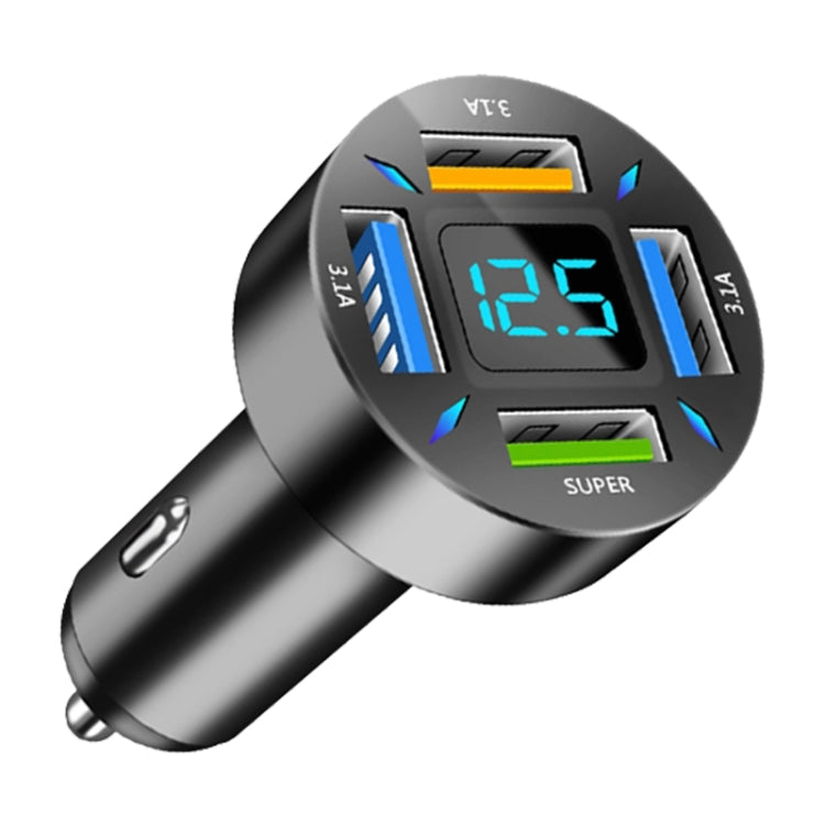 4 in 1 USB 66W Digital Display Car Super Fast Charger, 66W