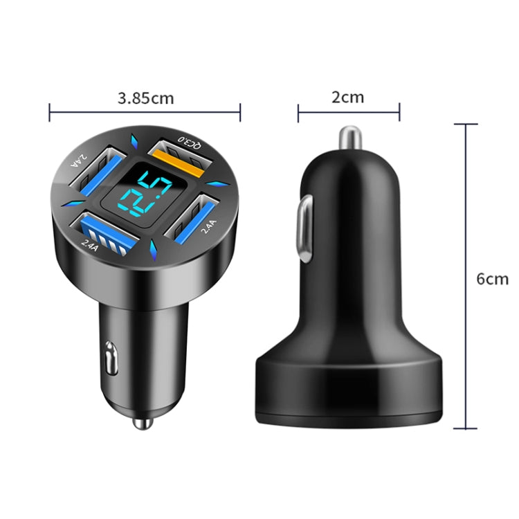 4 in 1 USB QC3.0 Digital Display Car Fast Charger, QC3.0