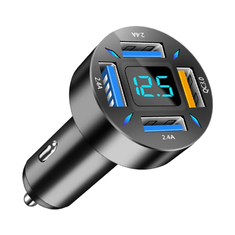 4 in 1 USB QC3.0 Digital Display Car Fast Charger, QC3.0