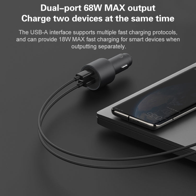 Original Xiaomi CC07ZM 100W Dual Ports USB + USB-C / Type-C Car Charger Fast Charging Version 1A1C, 100W