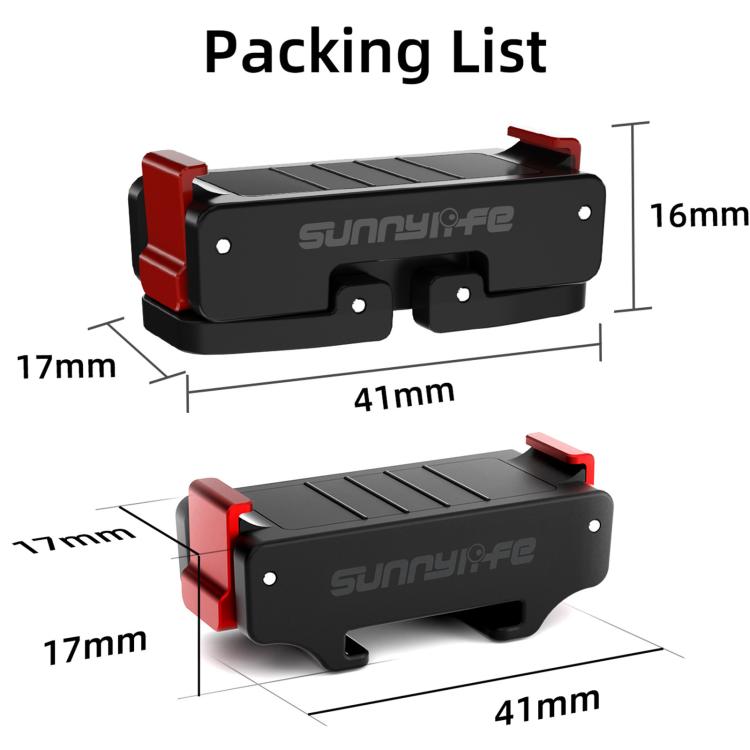 For DJI Osmo Action 5 Pro / 4 / 3 Sunnylife Foldable Magnetic Quick Release Mount + Magnetic Cold Shoe Adapter