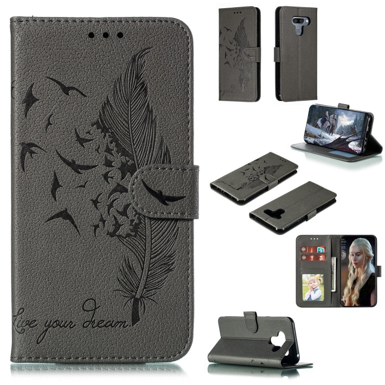 Feather Pattern Litchi Texture Horizontal Flip Leather Case with Wallet & Holder & Card Slots, For LG K50, For LG Stylo 4, For LG Stylo 5, For OnePlus 7 Pro