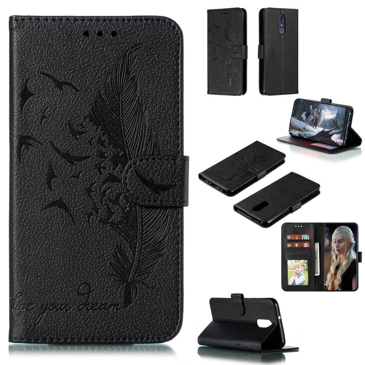 Feather Pattern Litchi Texture Horizontal Flip Leather Case with Wallet & Holder & Card Slots, For LG K50, For LG Stylo 4, For LG Stylo 5, For OnePlus 7 Pro