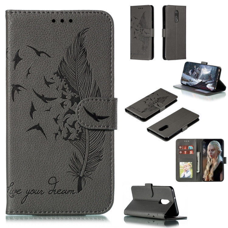 Feather Pattern Litchi Texture Horizontal Flip Leather Case with Wallet & Holder & Card Slots, For LG K50, For LG Stylo 4, For LG Stylo 5, For OnePlus 7 Pro