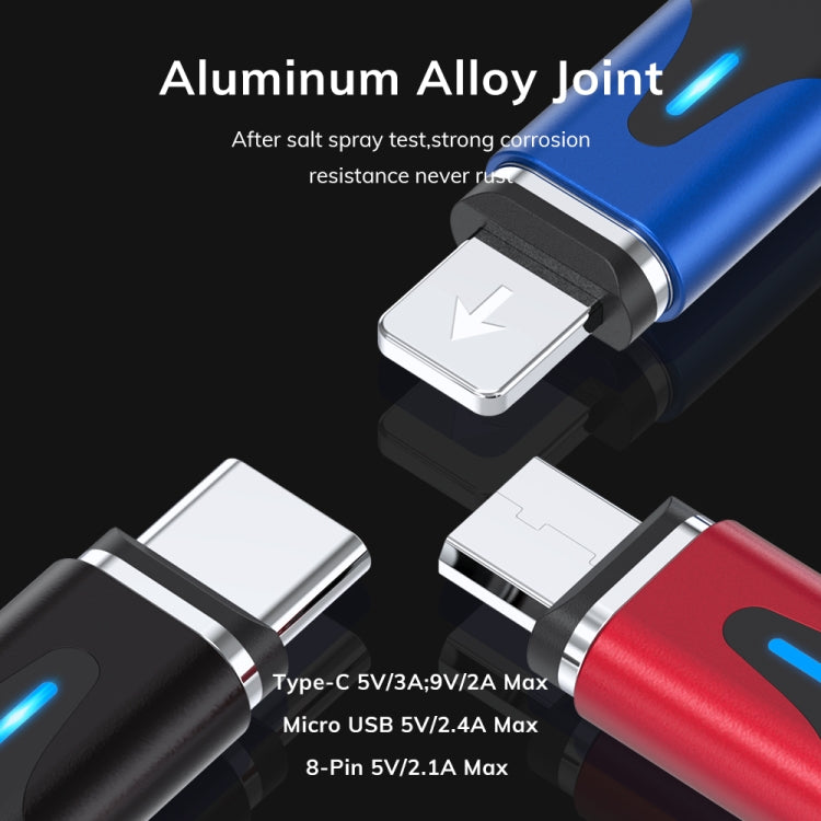 扁形磁吸金属接头 尼龙编织磁吸快充数据线, 1m USB to Micro USB, 1m USB to USB-C / Type-C, 1m USB to 8 Pin, 1m 3 in 1