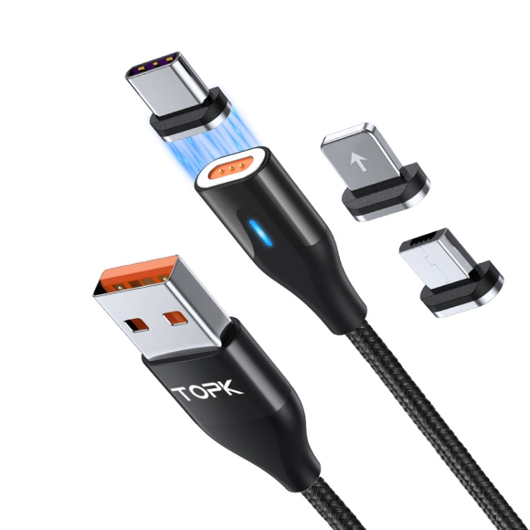 扁形磁吸金属接头 尼龙编织磁吸快充数据线, 1m USB to Micro USB, 1m USB to USB-C / Type-C, 1m USB to 8 Pin, 1m 3 in 1