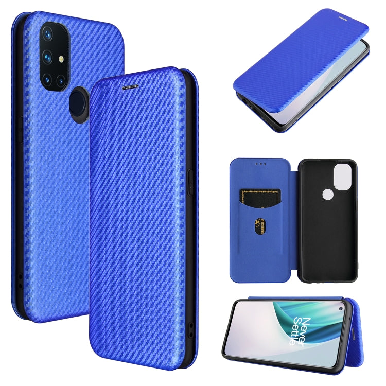 Carbon Fiber Texture Magnetic Horizontal Flip TPU + PC + PU Leather Case with Card Slot, For OnePlus Nord N10 5G, For OnePlus Nord N100