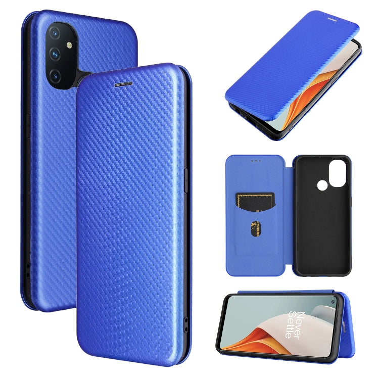 Carbon Fiber Texture Magnetic Horizontal Flip TPU + PC + PU Leather Case with Card Slot, For OnePlus Nord N10 5G, For OnePlus Nord N100