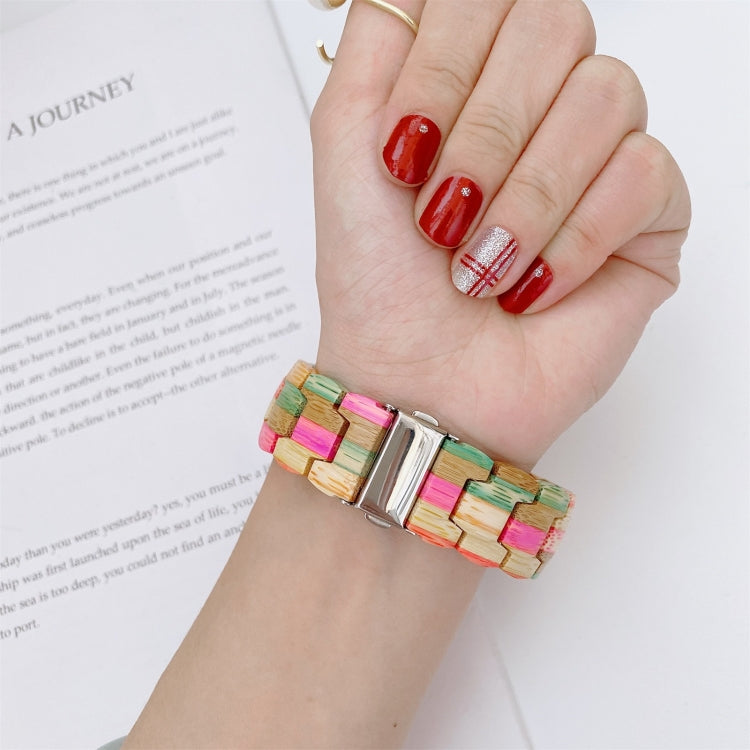 Wooden Bead Woven Watchband For Apple Watch Series 6 & SE & 5 & 4 44mm / 3 & 2 & 1 42mm, For Apple Watch Ultra 49mm / Series 8&7 45mm / SE 2&6&SE&5&4 44mm / 3&2&1 42mm