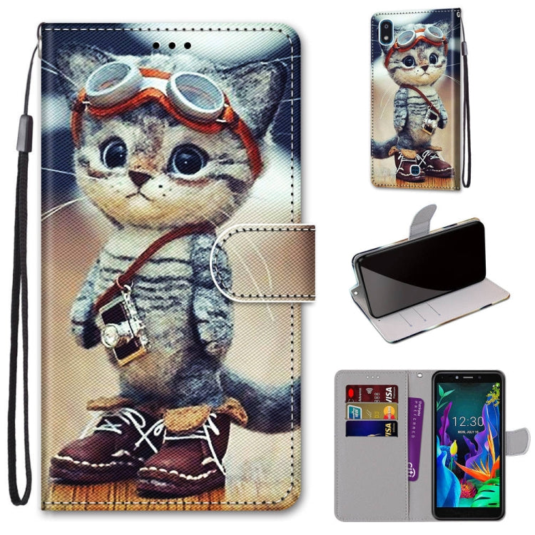 Coloured Drawing Cross Texture Horizontal Flip PU Leather Case with Holder & Card Slots & Wallet & Lanyard, For LG K20 (2019)