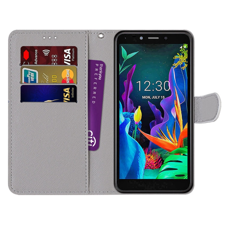 Coloured Drawing Cross Texture Horizontal Flip PU Leather Case with Holder & Card Slots & Wallet & Lanyard, For LG K20 (2019)