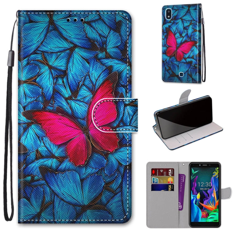 Coloured Drawing Cross Texture Horizontal Flip PU Leather Case with Holder & Card Slots & Wallet & Lanyard, For LG K20 (2019)