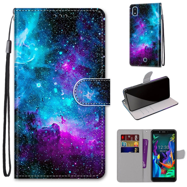 Coloured Drawing Cross Texture Horizontal Flip PU Leather Case with Holder & Card Slots & Wallet & Lanyard, For LG K20 (2019)