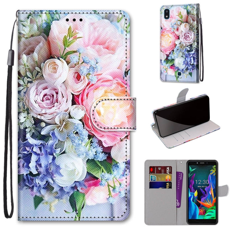 Coloured Drawing Cross Texture Horizontal Flip PU Leather Case with Holder & Card Slots & Wallet & Lanyard, For LG K20 (2019)