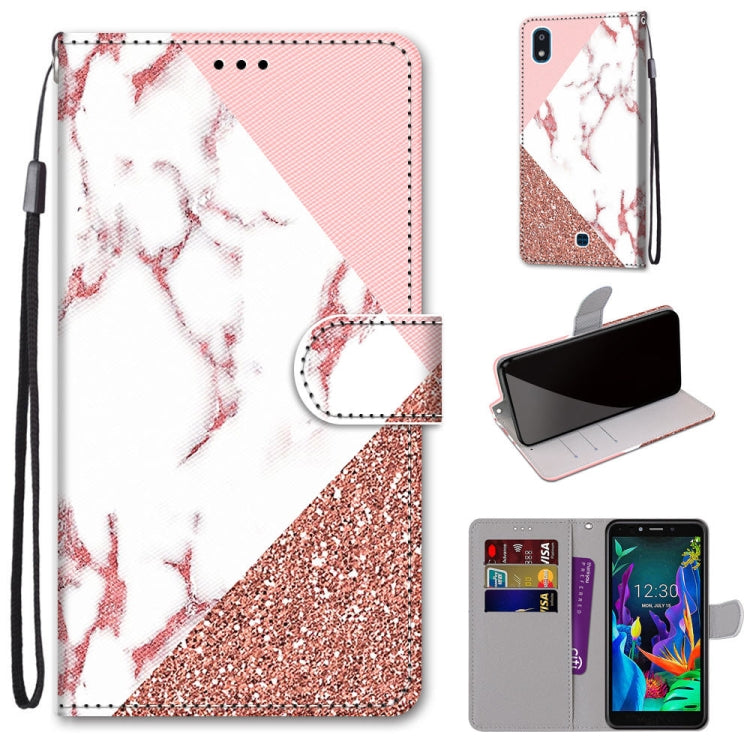 Coloured Drawing Cross Texture Horizontal Flip PU Leather Case with Holder & Card Slots & Wallet & Lanyard, For LG K20 (2019)