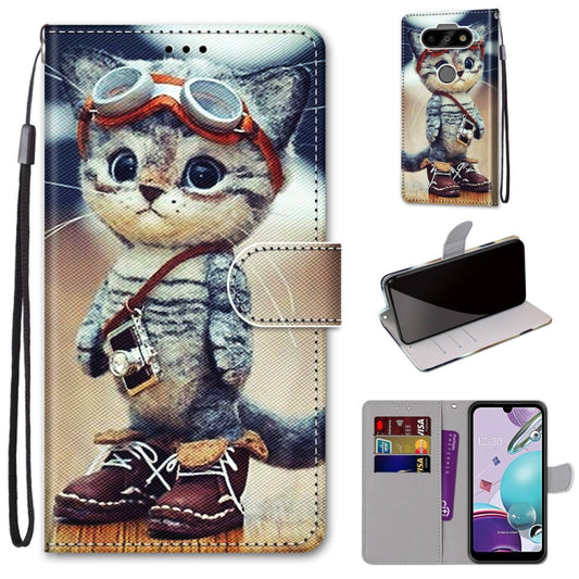 Coloured Drawing Cross Texture Horizontal Flip PU Leather Case with Holder & Card Slots & Wallet & Lanyard, For LG Aristo 5 / K31