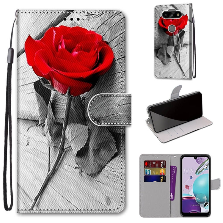 Coloured Drawing Cross Texture Horizontal Flip PU Leather Case with Holder & Card Slots & Wallet & Lanyard, For LG Aristo 5 / K31