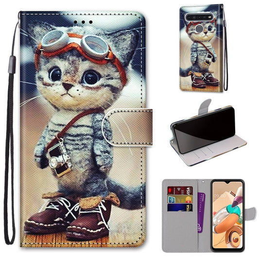 Coloured Drawing Cross Texture Horizontal Flip PU Leather Case with Holder & Card Slots & Wallet & Lanyard, For LG K41s / K51s