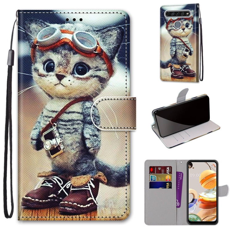 Coloured Drawing Cross Texture Horizontal Flip PU Leather Case with Holder & Card Slots & Wallet & Lanyard, For LG K61