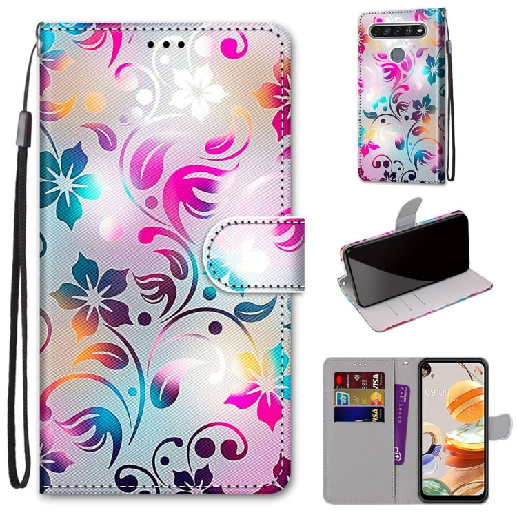 Coloured Drawing Cross Texture Horizontal Flip PU Leather Case with Holder & Card Slots & Wallet & Lanyard, For LG K61