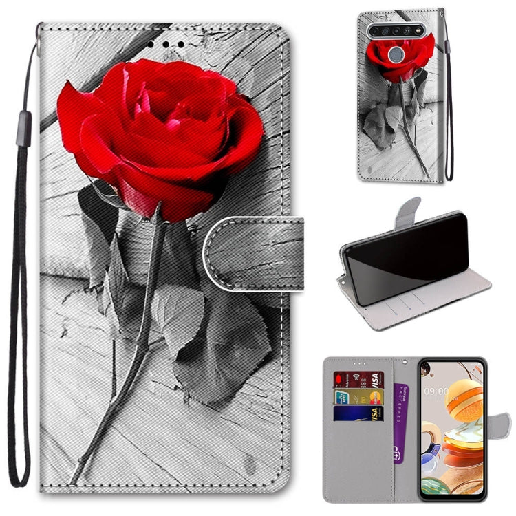 Coloured Drawing Cross Texture Horizontal Flip PU Leather Case with Holder & Card Slots & Wallet & Lanyard, For LG K61