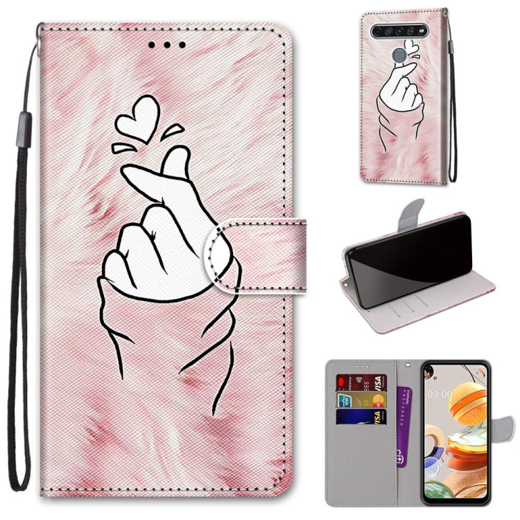 Coloured Drawing Cross Texture Horizontal Flip PU Leather Case with Holder & Card Slots & Wallet & Lanyard, For LG K61