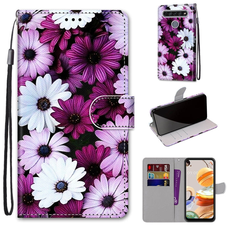 Coloured Drawing Cross Texture Horizontal Flip PU Leather Case with Holder & Card Slots & Wallet & Lanyard, For LG K61