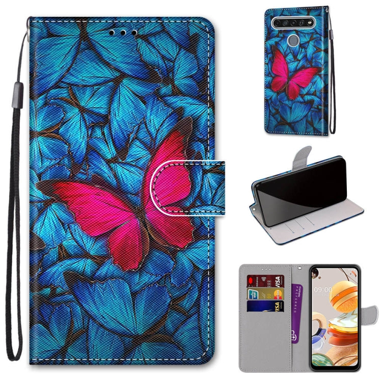 Coloured Drawing Cross Texture Horizontal Flip PU Leather Case with Holder & Card Slots & Wallet & Lanyard, For LG K61