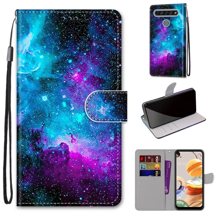 Coloured Drawing Cross Texture Horizontal Flip PU Leather Case with Holder & Card Slots & Wallet & Lanyard, For LG K61