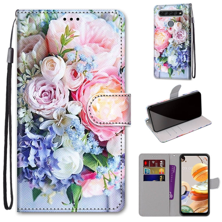 Coloured Drawing Cross Texture Horizontal Flip PU Leather Case with Holder & Card Slots & Wallet & Lanyard, For LG K61