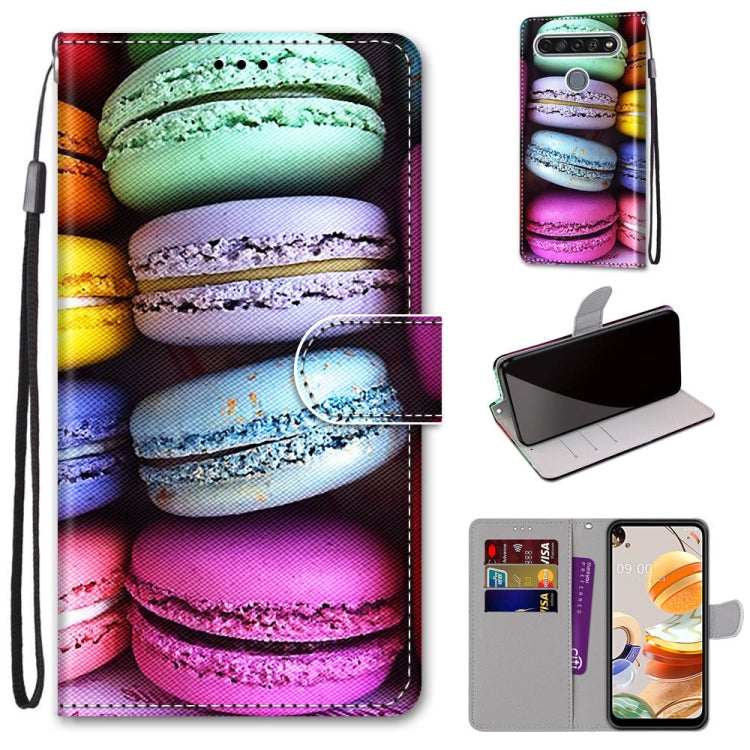 Coloured Drawing Cross Texture Horizontal Flip PU Leather Case with Holder & Card Slots & Wallet & Lanyard, For LG K61