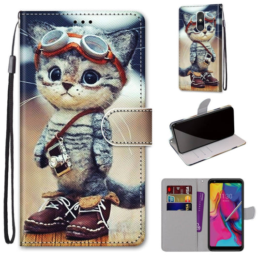 Coloured Drawing Cross Texture Horizontal Flip PU Leather Case with Holder & Card Slots & Wallet & Lanyard, For LG Stylo 5