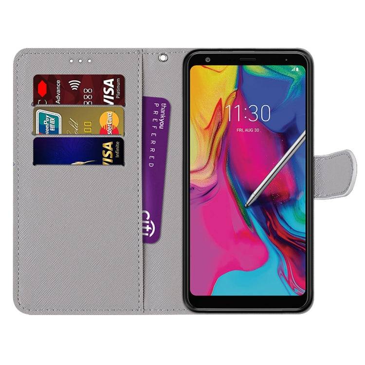 Coloured Drawing Cross Texture Horizontal Flip PU Leather Case with Holder & Card Slots & Wallet & Lanyard, For LG Stylo 5