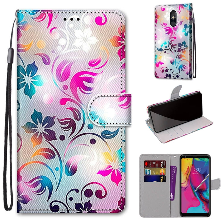 Coloured Drawing Cross Texture Horizontal Flip PU Leather Case with Holder & Card Slots & Wallet & Lanyard, For LG Stylo 5