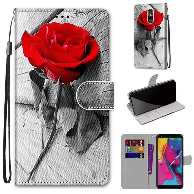 Coloured Drawing Cross Texture Horizontal Flip PU Leather Case with Holder & Card Slots & Wallet & Lanyard, For LG Stylo 5