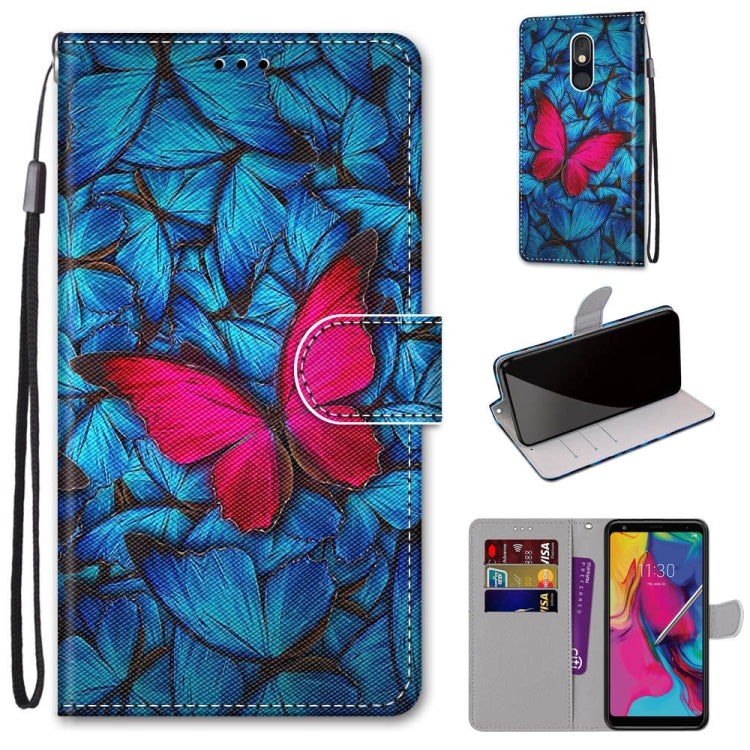 Coloured Drawing Cross Texture Horizontal Flip PU Leather Case with Holder & Card Slots & Wallet & Lanyard, For LG Stylo 5