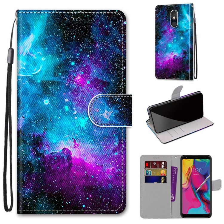 Coloured Drawing Cross Texture Horizontal Flip PU Leather Case with Holder & Card Slots & Wallet & Lanyard, For LG Stylo 5