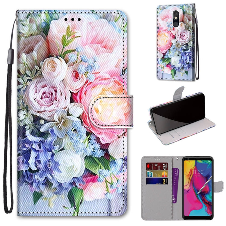 Coloured Drawing Cross Texture Horizontal Flip PU Leather Case with Holder & Card Slots & Wallet & Lanyard, For LG Stylo 5