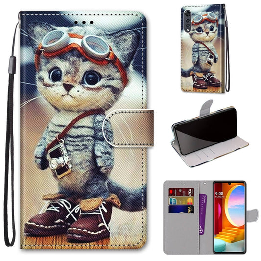 Coloured Drawing Cross Texture Horizontal Flip PU Leather Case with Holder & Card Slots & Wallet & Lanyard, For LG Velvet