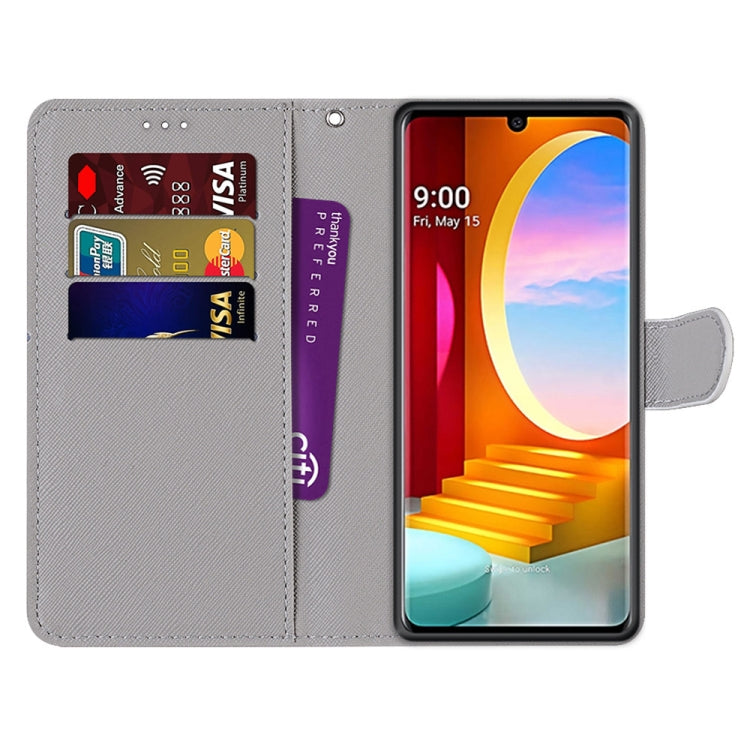 Coloured Drawing Cross Texture Horizontal Flip PU Leather Case with Holder & Card Slots & Wallet & Lanyard, For LG Velvet