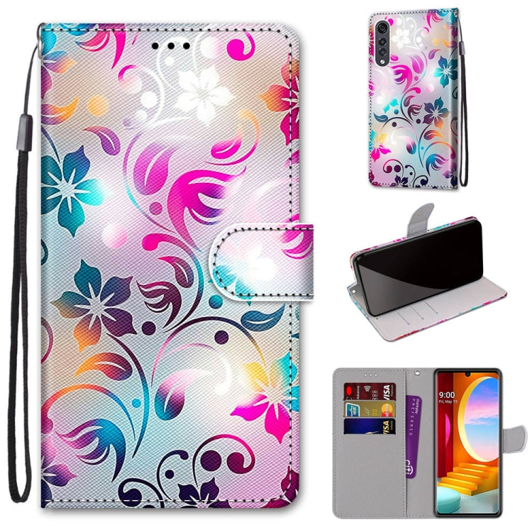 Coloured Drawing Cross Texture Horizontal Flip PU Leather Case with Holder & Card Slots & Wallet & Lanyard, For LG Velvet