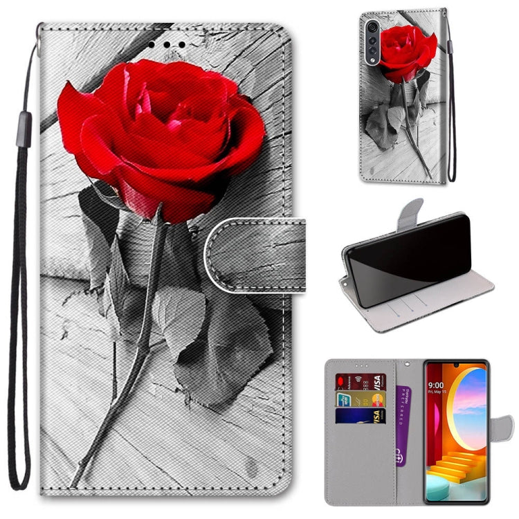 Coloured Drawing Cross Texture Horizontal Flip PU Leather Case with Holder & Card Slots & Wallet & Lanyard, For LG Velvet