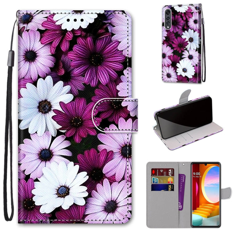 Coloured Drawing Cross Texture Horizontal Flip PU Leather Case with Holder & Card Slots & Wallet & Lanyard, For LG Velvet